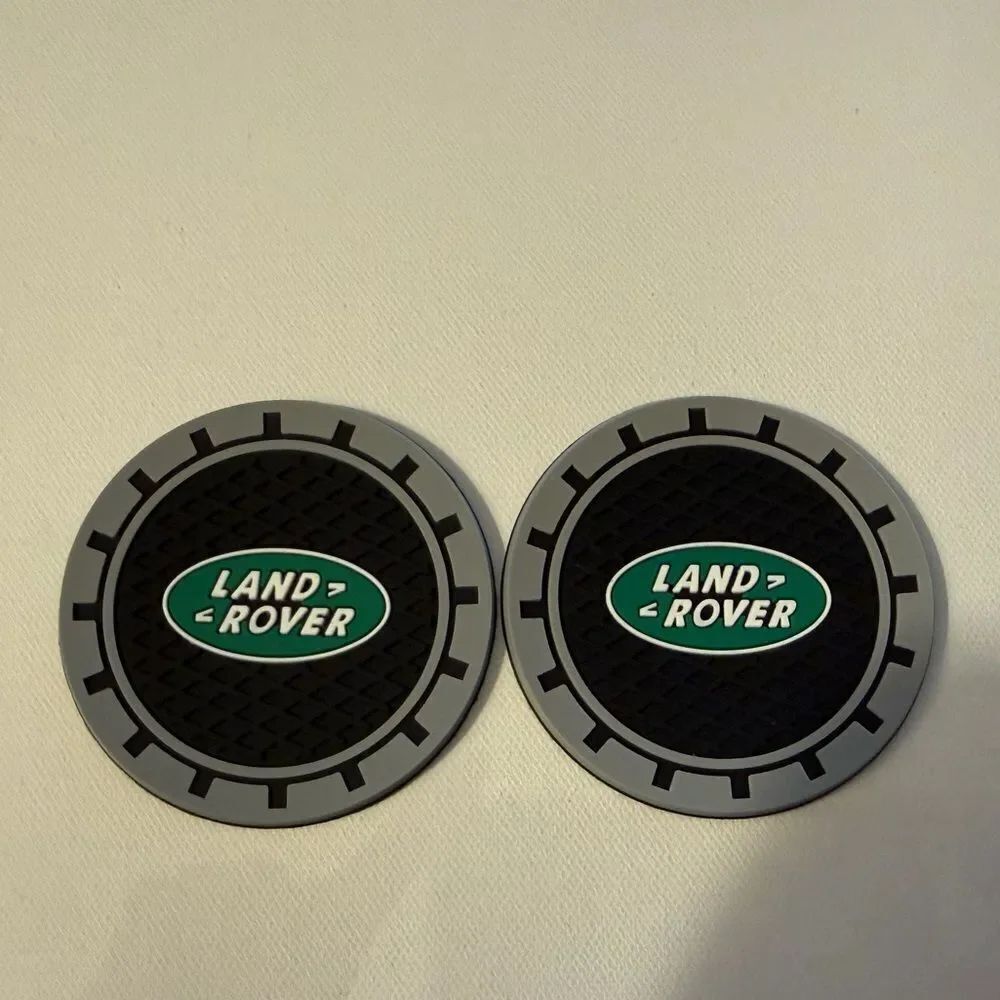 Land Rover Car Cup Coasters in Black and Gray Set of 2 NWT